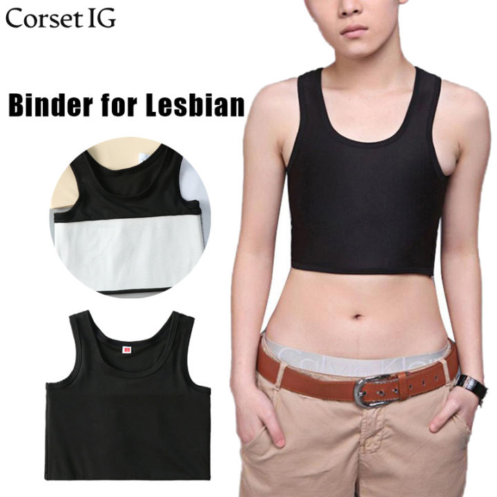 Tomboy Lesbian Breathable Chest Binder Short Corset Vest Breathable Elastic  Sport Bra Tank Top