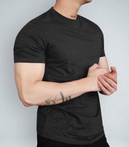 Áo Thun Nam Ngắn Tay Cổ Tròn Trơn Tối Giản Mặc Hàng Ngày / Tập Gym