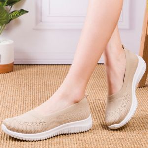 Loafer Shoes for Women Breathable Mesh Slip On Shoes Summer Comfort Office Flats Lady Rubber Walking Shoes