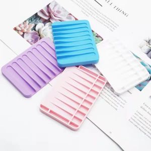 Soap Dish Eco-friendly Soft Silicone Bathroom Plate Holder Tray Storage