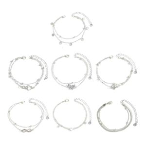 Trendy Alloy Layer Anklet for Women Waterproof Designs With Crystals Embellishments Vocation Accessory Outfits