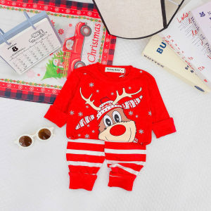 Bộ đồ dài tay Giáng Sinh NOEL vải Thun lạnh Cho Bé Trai Bé Gái 9-25kg