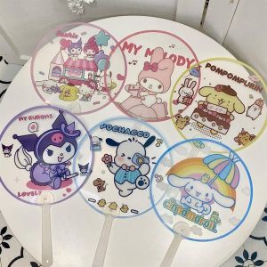 Cute Sanrio Cartoon Hand Fan Student Portable Cartoon Kuromi My Melody Hello Kitty Shape Fan Childrens Cute Mini Plastic Fan School