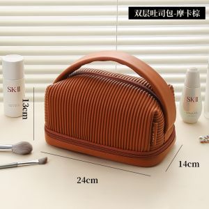 Toiletry Cream Toast Cosmetic Bag Women Large Capacity Portable Makeup Beg