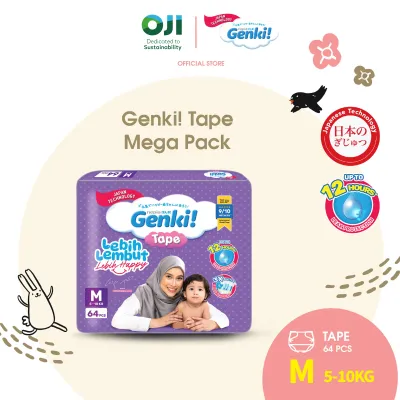 Genki! Mega Tape Diapers Baby - Size NB (78s)/S (78s)/M (64s)/L (54s)/XL (42s)