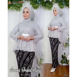 Setelan kebaya blouse aurora brukat busui - kebaya modern - outfit kekinian - bahan brukat non gliter kombinasi tali pinggang saten - motif bunga yang cantik dan elegan - kebaya terlaris - baju kondangan wisuda pakaian akad nikah pesta pagar ayu