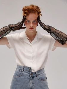 summer Korean style short sleeve plain loose shirt tops for women