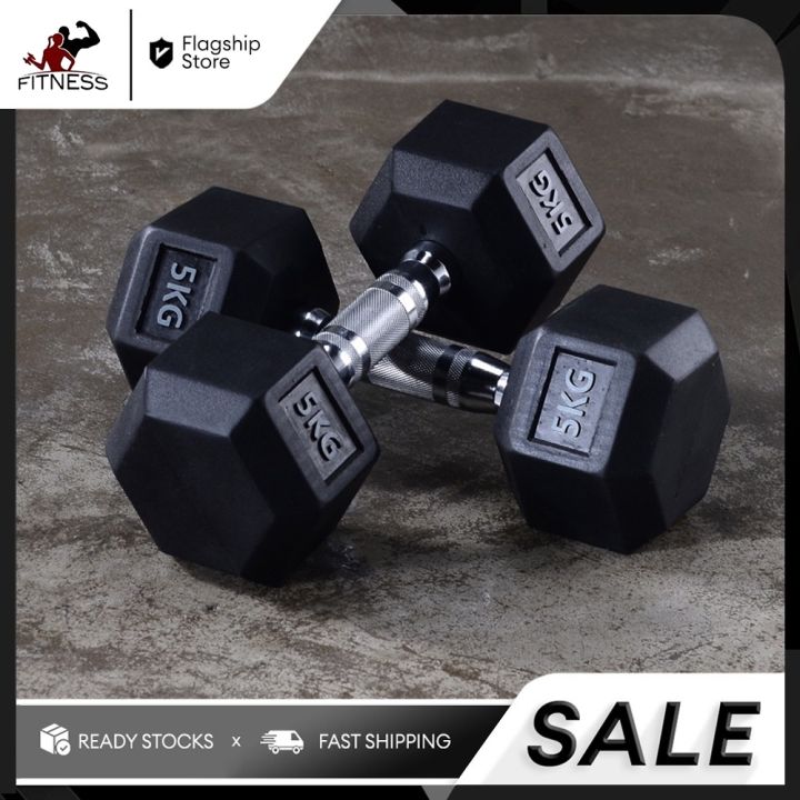 Rubberized Hex Dumbbell 5LBS 15LBS Hexagon dumbbells with Metal