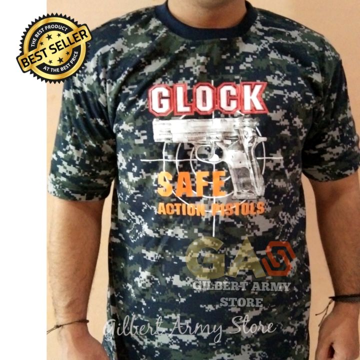 GILBERT ARMY STORE-Kaos Loreng Navy Seal Gambar Glock T-Shirt Army