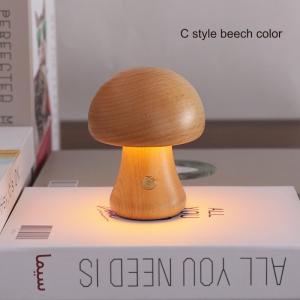 LED MINI Night Light With Touch Switch Wooden Cute Mushroom Bedside Table Lamp For Bedroom Childrens Room Sleeping Lamp