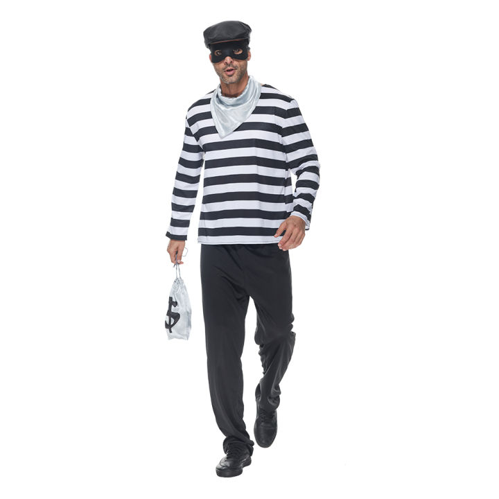 Mens Burglar Costume Halloween Adult Funny Robber Cosplay Suits | Lazada PH