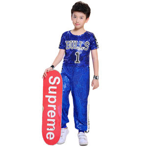 LOlanta Kids Jazz Sequins Dance Costume Hip Hop School Activities Performance Outfits