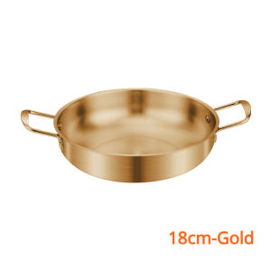 Korean Style Ramen Pot/Gold Stainless Steel Double Ear Stockpot Pan Dry Pots/Kitchen Cooking Paella Pan
