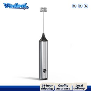 【Fast delivery】 Rechargeable Stainless Steel Drink Mixer with Detachable Whisk for Frothing and Mixing Beverages