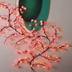 LED Cherry Blossom Branch Vine Fairy Lights USB Remote Control 1.6m DIY Romantic Bedroom Wall Decor