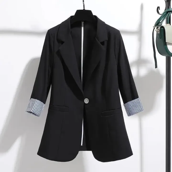 ZD Korean Style Women Long Sleeve Casual Blazer Plain Loose Suits Outwear Lady Slim Thin Short Blazer Jackets Office Formal OL Trend Coat