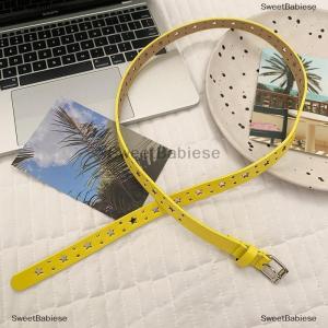 [COD] SweetBabiese Summer Dopamine Lemon Yellow Womens Belt Trend Simple Belt Subculture Y2K Belt Punch Free Belt
