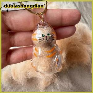 [Duola] Memorial Cat tóc lưu trữ container Cat Shaped Keyring xách tay handmade búp bê DIY Móc Khóa Phụ Kiện