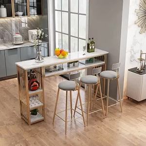 Double-Layer European Bar Chair High Leg Table and Chair Simple Partition Bar Counter Home Living Room Small Balcony Long Wall
