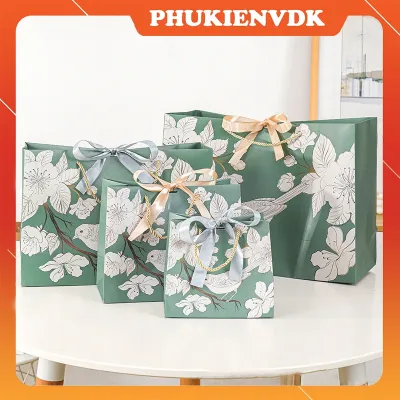 Túi Quà Tết Trung Thu 8/3 Túi Giấy Cứng Cổ Điển Gắn Nơ Ruy Băng