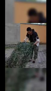 ตาข่ายพรางสีเขียวป้องกันการถ่ายภาพทางอากาศ ตาข่ายป้องกันการสอดแนม ปกปิดแสงกลางแจ้ง บังแดด ป้องกันแสงแดด ตาข่ายพราง