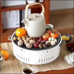 ตะแกรงบาร์บีคิวถ่านสำหรับใช้ในบ้าน เตาแคมป์ปิ้ง เตาบาร์บีคิวแบบพกพาสำหรับกลางแจ้ง ตะแกรงสแตนเลส เหมาะสำหรับบ้าน ลานกลางแจ้ง แคมป์ปิ้ง เตาบาร์บีคิวถ่านแบบพกพา ตะแกรงแบบไม่มีควัน