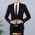 Blazer Men Slim Fit Casual Formal Business Suit Jacket Korean Style Long Sleeve One Button Wedding Tuxedos Coat. 