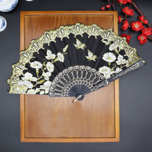 Moda Wedding Dance Party Fashion Hand Fans For Chinese Style Flower Folding Hand Held Fan Lace