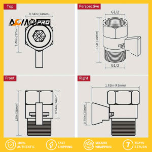 Aumopro 1 cái vòi hoa sen shut off van G1/2 "tiêu chuẩn kết nối Brass van kiểm soát lưu lượng nước với bộ lọc Gasket cho đầu vòi sen lượng nước điều chỉnh bộ điều chỉnh áp suất nước