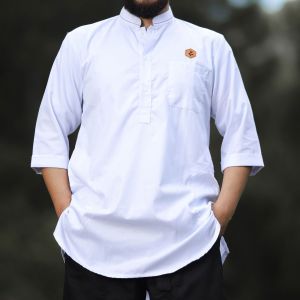ZABAH - Baju Muslim Pria Kurta Pakistan Premium Keren Terbaru Setelan Atasan Bawahan Putih Hitam #1