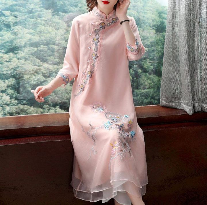 STANLEY Coco Summer Women's Dresses Chinese New Vintage Cheongsam Improved Embroidered Dress Loose Long Dresses | Lazada STANLEY Coco Summer Women's Dresses Chinese New Vintage Cheongsam Improved Embroidered Dress Loose Long Dresses | Lazada