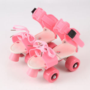 Baby go sizes 25-41 Roller Skates Double Row Cowhide Fabric Roller Blades PU Wheels Suitable For Beginners Roller Skates For Adult Adjustable Inline Skate Roller Skating Shoes Roller Skates