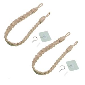 Curtain TiebacksBraided Drapery Holdback Holders Decorative Rope Tie Curtain Holders with Metal Hook for Curtain Decors