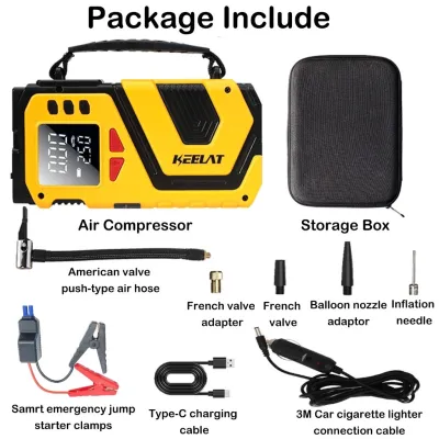 KEELAT KCES01 5IN1 8000 mAh Jump Starter Aki Mobil Motor Power Bank Jumper Aki Alat Pompa udara / Pencahayaan / SOS