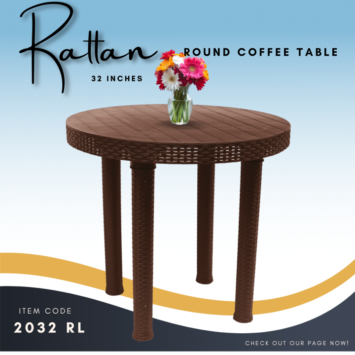 Round Coffee Rattan Table Heavy Duty Dining Table Minimalist Lazada PH