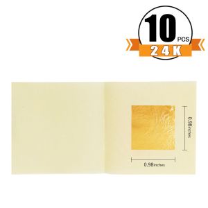 JON09 Handmade Pure Gold Skin Care Craft Paper Home Decoration Gilding Stickers Facial 24K Gold Leaf Gold Foil Sheets