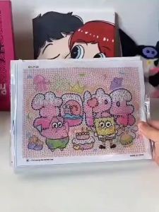 【Ship in 24H】painting 钻石画  生日快乐钻石画手工diy制作海绵宝宝粘贴画生日礼物儿童钻石贴画
