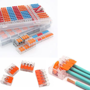 100pcs Terminal Listrik Blok Connector Box Electrical Lever Wire PCT-412 PCT-413 PCT-414 PCT-415 Konduktor Kompak untuk Sirkuit Inline Terminal Sambungan Kabel Listrik Push-in Terminal Block