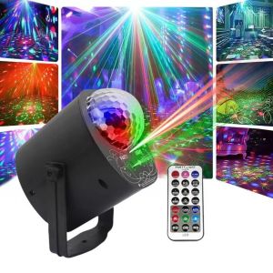 [Phiên Bản PRO 2024] Đèn laser 3in1 có led chớp cảm biến theo nhạc - Đèn laser party light 64 hiệu ứng + led xoay 7 màu ĐÈNTO TO