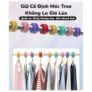 Kẹp Cố Định Móc Áo Chống Gió Set 10 Cái | Vòng Giữ Móc Sào Phơi | Chống Dồn Chống Trượt