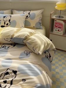 Mr. Jue ins Pure Cotton Four-Piece Set All-Cotton Duvet Cover Bed Sheet Childrens Quilt Cover Student Dormitory Three-Piece Bedding Set 4LZD