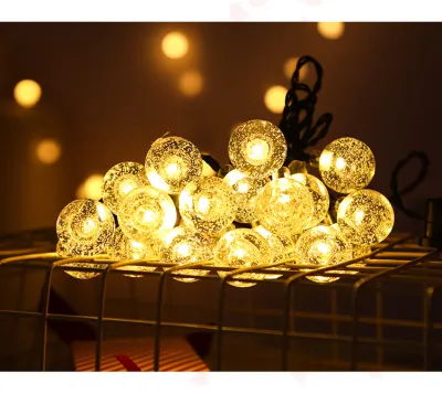 *SG seller* Waterproof Garden Solar Lights 50LED/60LED 8 Modes Waterproof String Lights Outdoor Fairy Lights Globe Crystal Balls Decorative Lighting for Garden Yard Home Party Wedding Christmas Decoration (Warm White)