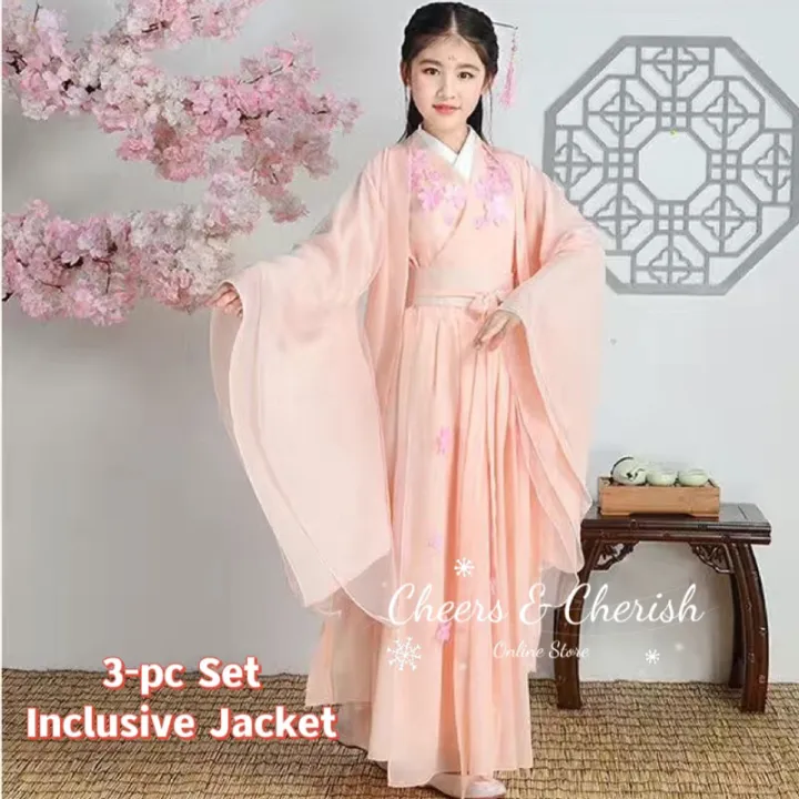 🇲🇾 Girls Hanfu Traditional CNY Costume Cheongsam Dress Cosplay Mulan ...