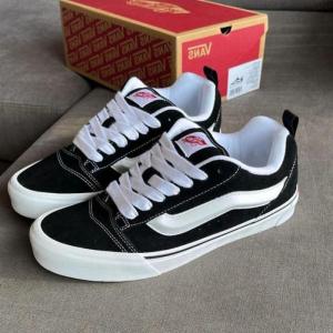 sepatu gemuk cowok vans black white knu sneakers pria terbaru