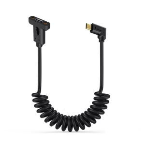 Coiled USB5 Type C Cable 80Gbps Data Transfer 240W Charging USB4 Compatible Spring Design Screw Mount Panel Extension