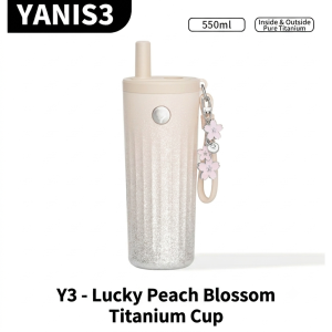 ✨ [READY STOCK] YANIS3 550ml Titanium Tumbler Lucky Peach Blossom 100% Pure Titanium Botol Air Hot Cold ✨