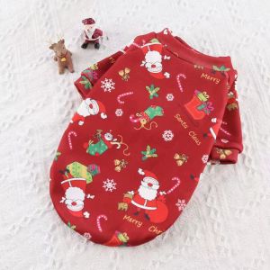 Christmas Dog Clothes Pet Cat Tshirt New Year Puppy Oufit Santa Claus Pet Costume