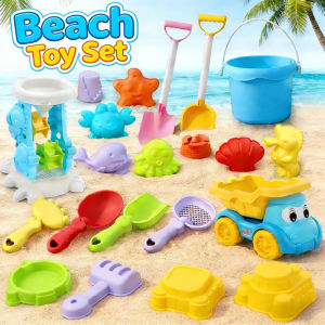 Quivlox Beach Toy Set Sand Play Kit Bucket Shovel Animal Molds Durable Outdoor Seaside Toddlers 19pcs