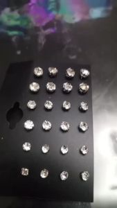 12 Pair/lot White Cubic Zirconia Earrings Men Women Stainless Steel Round Zircon Stud Earrings COD