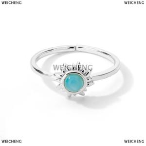 [COD] WEICHENG Stainless Steel Sun Opal Rings For Women Gold Color Couple Rings Aesthetic Engaement Wedding Ring Jewelry Party Gift Bague Femme